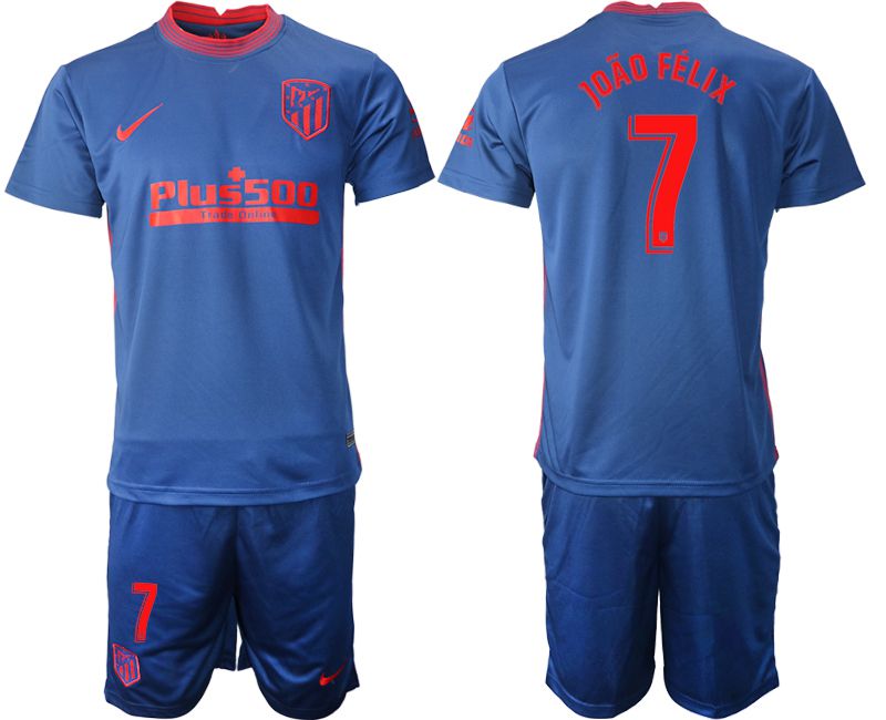 Men 2020-2021 club Atletico Madrid away #7 blue Soccer Jerseys